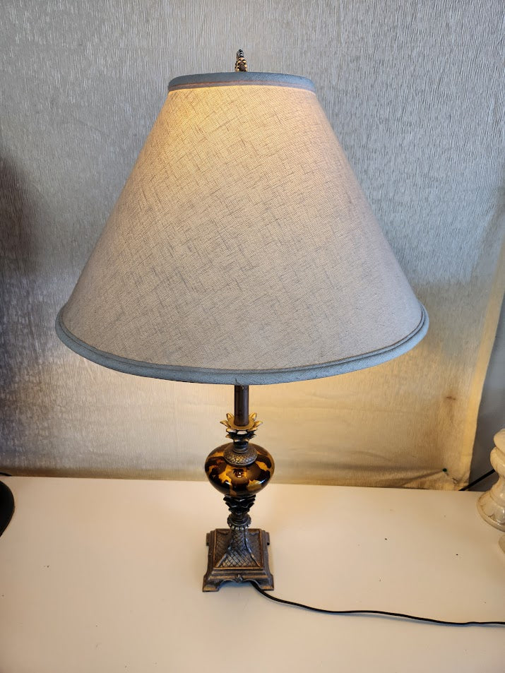 35"H Brass And Faux Table Lamp