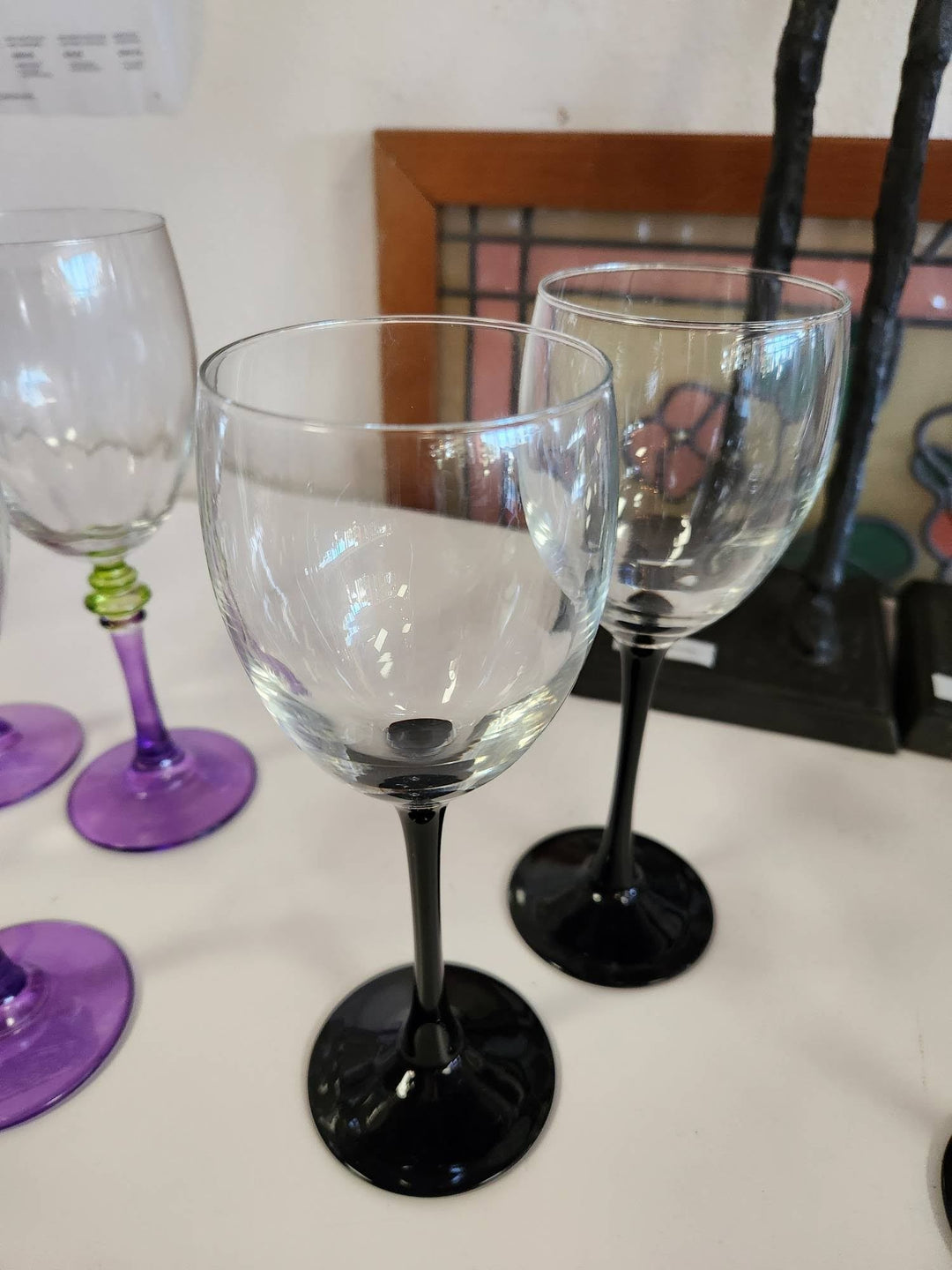 8" height black stem glass (each)
