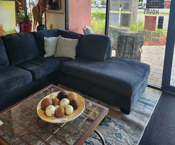 Dark Navy Sectional With Chasie