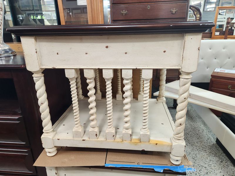 Distressed White Riverside Furniture End Table