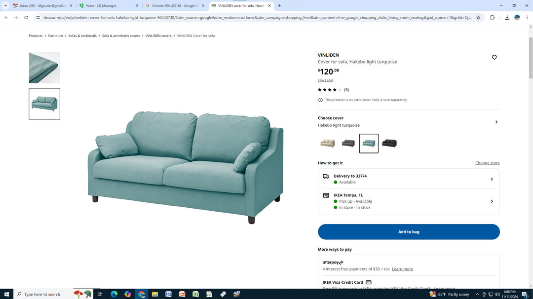 SOFA COVER for Ikea Vinliden Sofa NIB