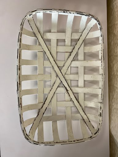 Whitewash Wood Lattice Tray 13.5 x 20