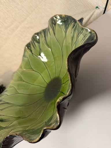 Free Form Hand Painted Green Drip Glaze Plates wall art