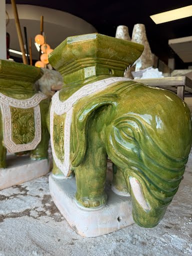 20"H Rare Green Glazed Elephant Statue