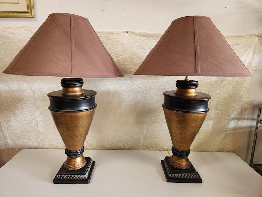 SET OF TWO | 34H" Bronzey Table Lamps