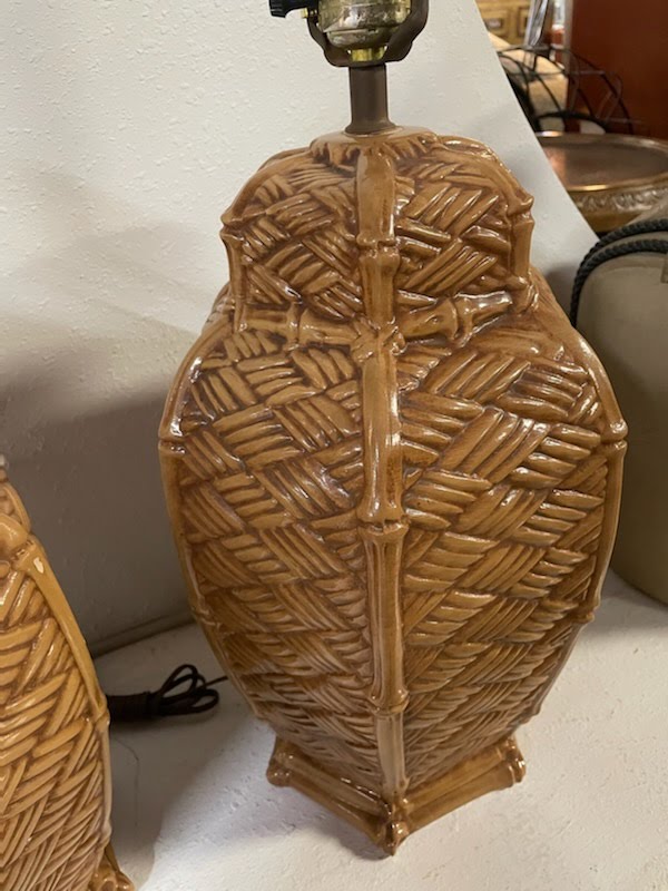 SET/2 faux bamboo table lamps