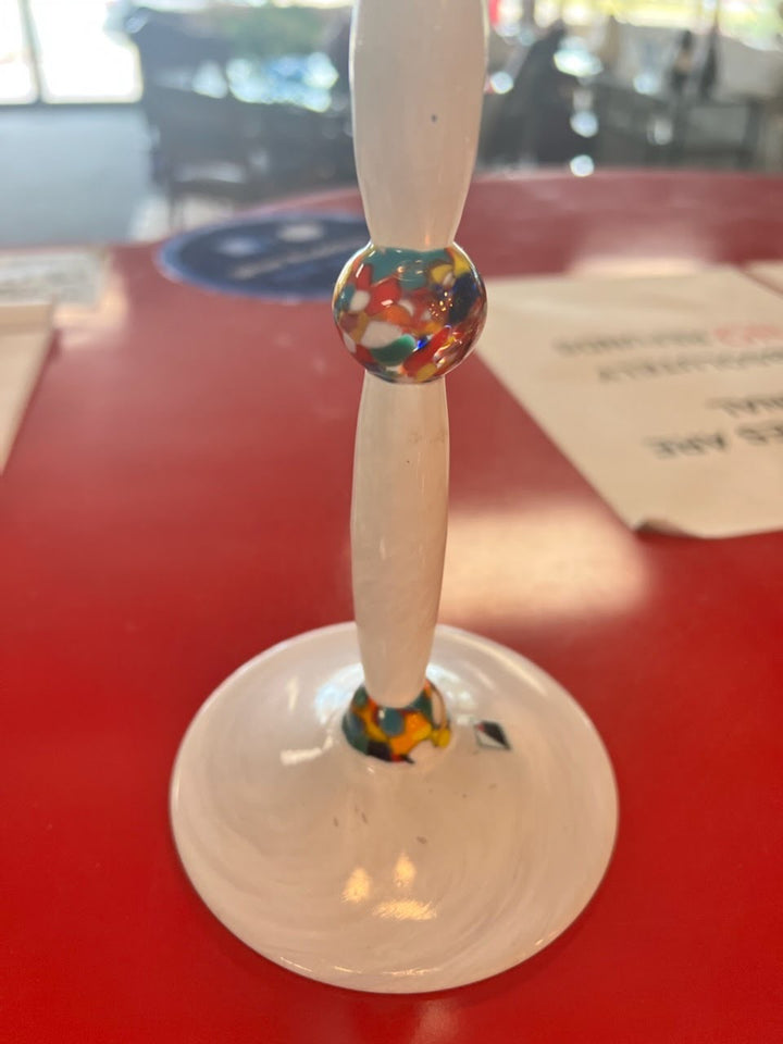 Opus White and Multi Color Martini Glass