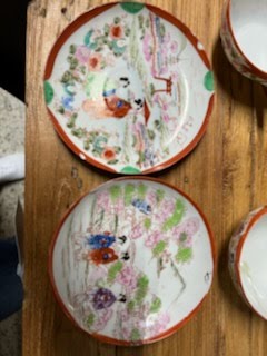 Hand Painted Oriental Saucer with Cup