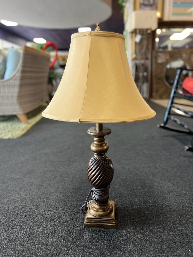 Bronze Table Lamp with Tan Shade