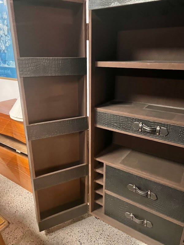 Black Texture Croc Leather Bar Cabinet