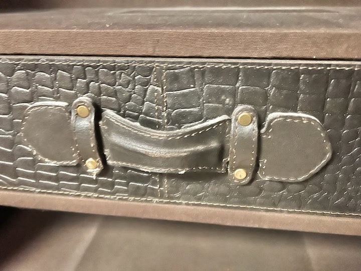 Black Texture Croc Leather Bar Cabinet