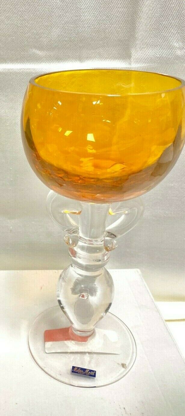 Signed Opus "Milan Mottl" Deco Orange Oversize Goblet