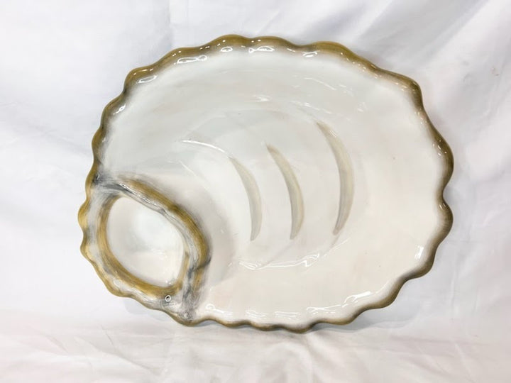 Chip and Dip Oyster Green Dish