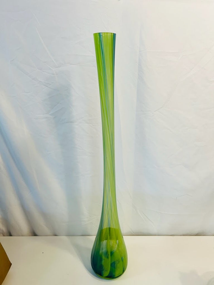 29" Slim Tall Green Vase