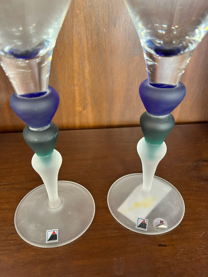 Set/2 Opus Sea Foam Blue and Green Goblets