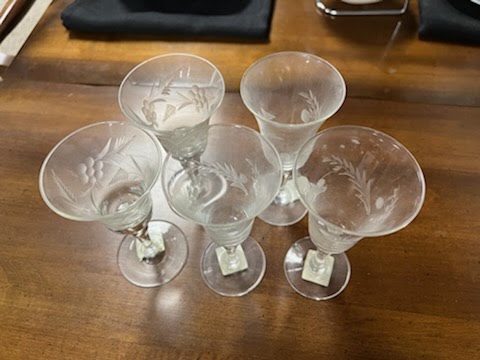 Small Glass Cup with floral design