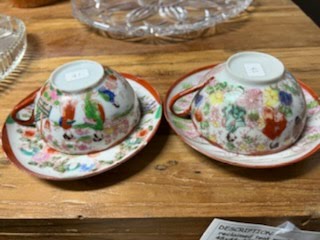 Hand Painted Oriental Saucer with Cup