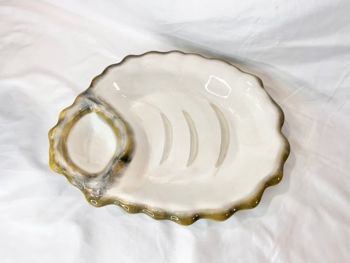 Chip and Dip Oyster Green Dish