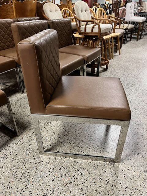 Mid-Century Modern Leather and Chrome Side Chair