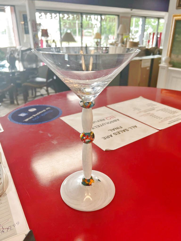 Opus White and Multi Color Martini Glass