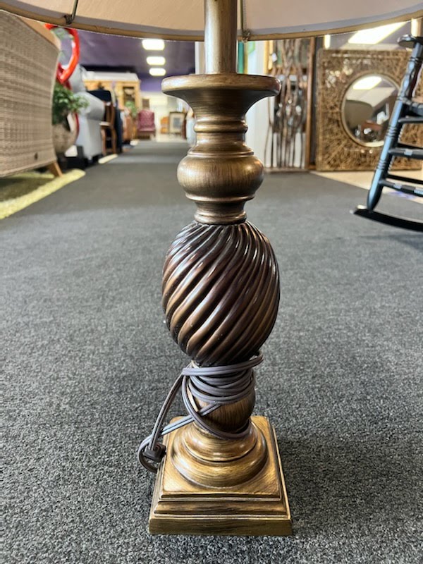 Bronze Table Lamp with Tan Shade