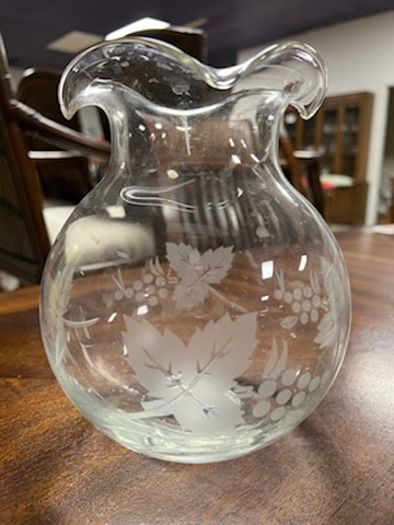 Pitcher with grape frosted glass design