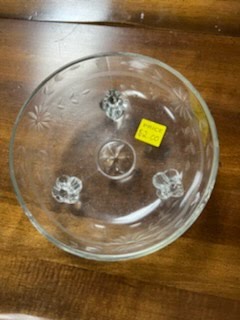 Footed Bowl with frosted flower design
