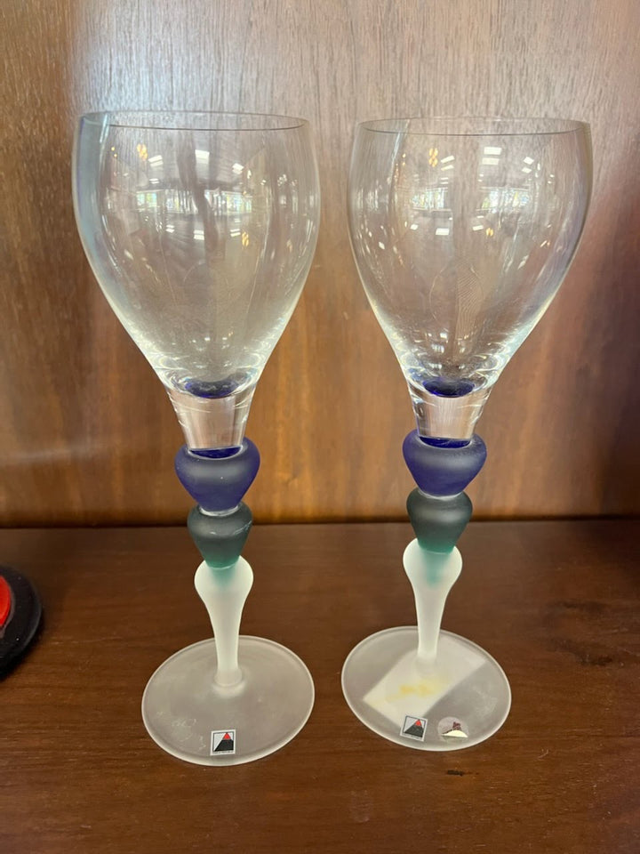 Set/2 Opus Sea Foam Blue and Green Goblets