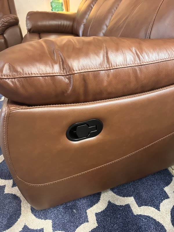 BRAND NEW Brazil Chocolate Leather Reclining Love Seat