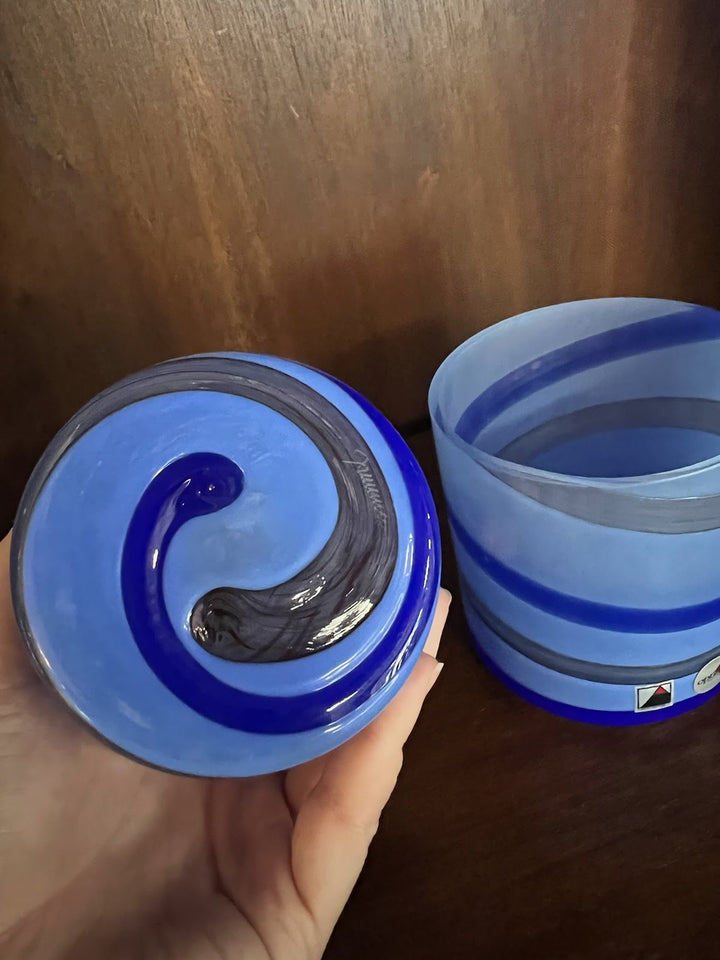 Set/2 Signed Opus Blue Swirl Tahiti Old Fashion Glasses